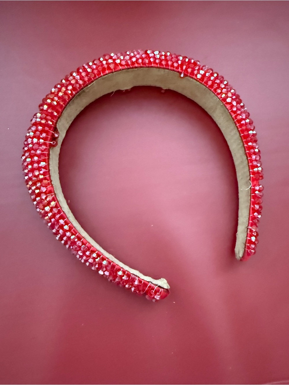 Red Beaded Padded Headband - Women Accessories